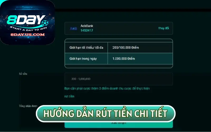 Hướng dẫn cách rút tiền tại 8day